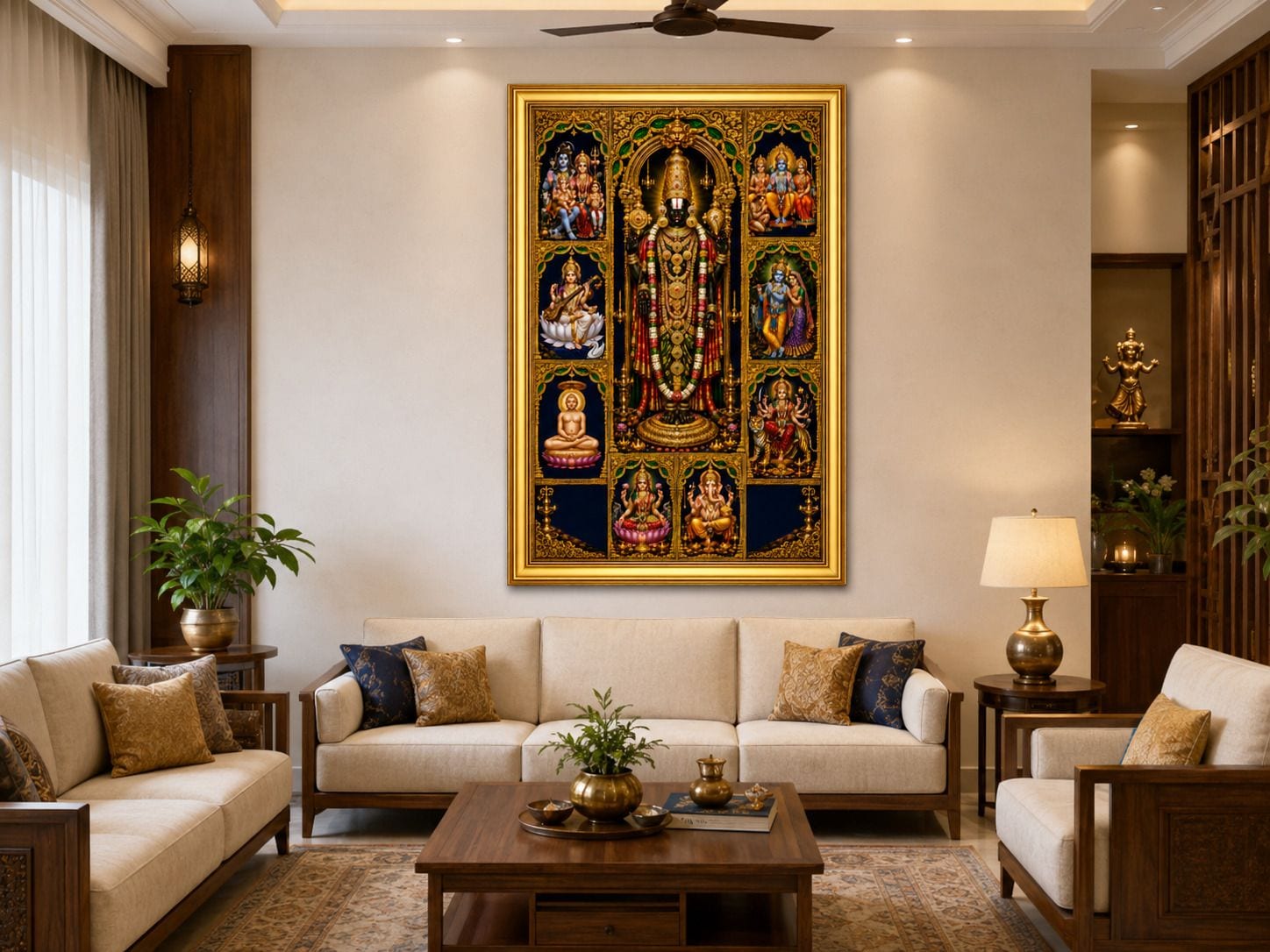 Tirupati Balaji Venkateswara Sarva Dev Darshan Religious Wall Art — 60x30 cm