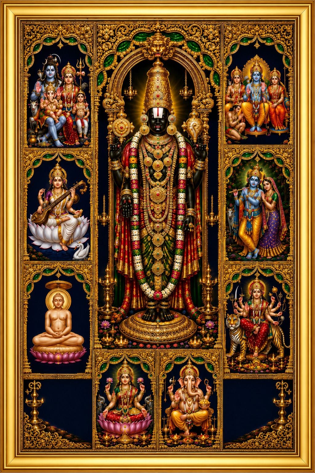 Tirupati Balaji Venkateswara Sarva Dev Darshan Religious Wall Art — 60x30 cm