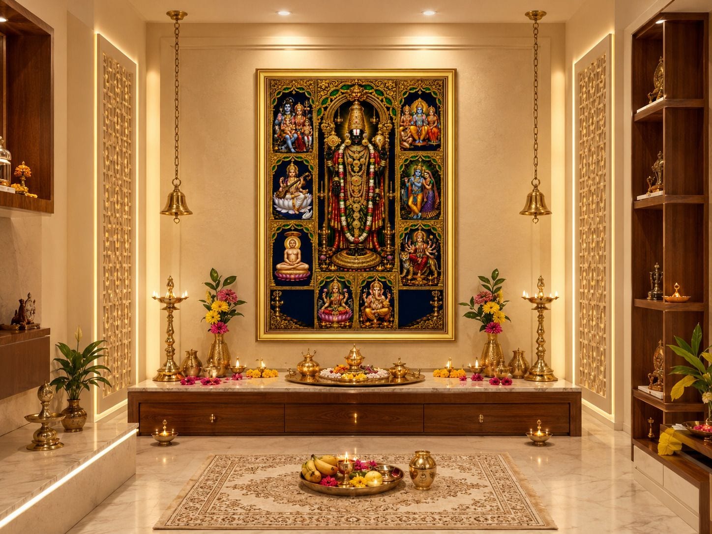 Tirupati Balaji Venkateswara Sarva Dev Darshan Religious Wall Art — 60x30 cm