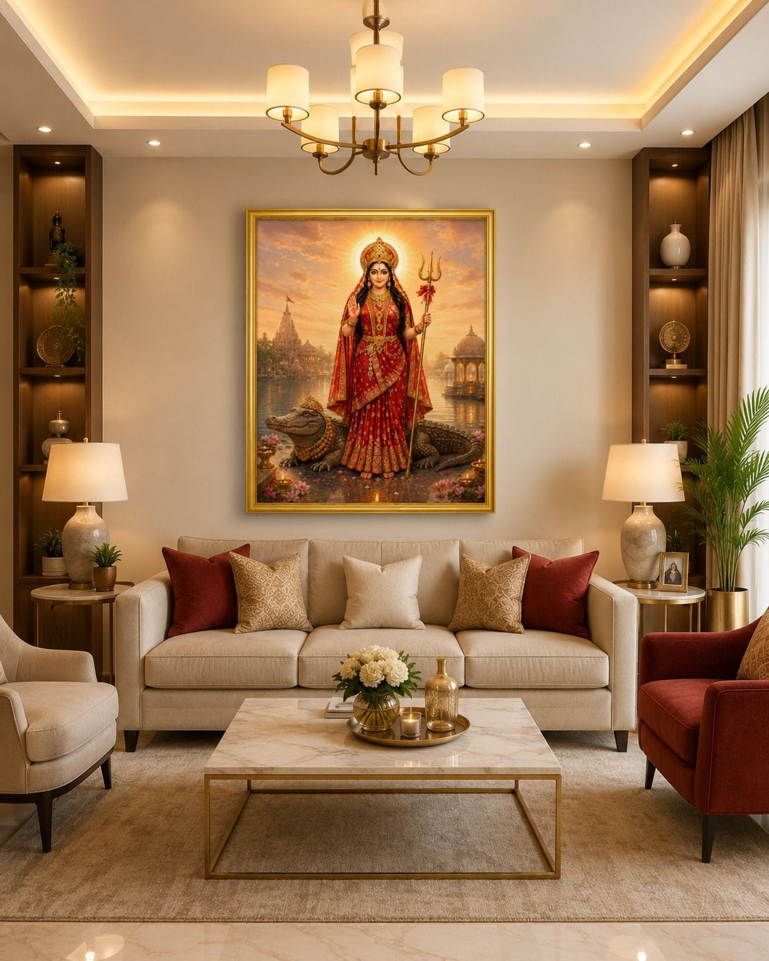 Khodiyar Maa Gold Religious Frame for Pooja Room — 33x24 cm