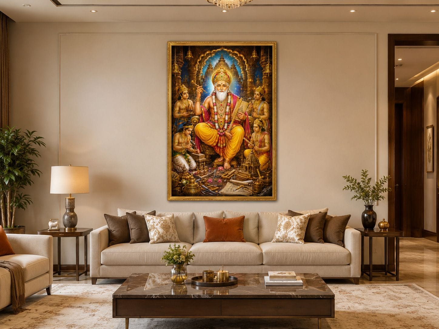 Lord Vishwakarma Bhagwan Photo Frame for Home, Office and Factory — 33x24 cm