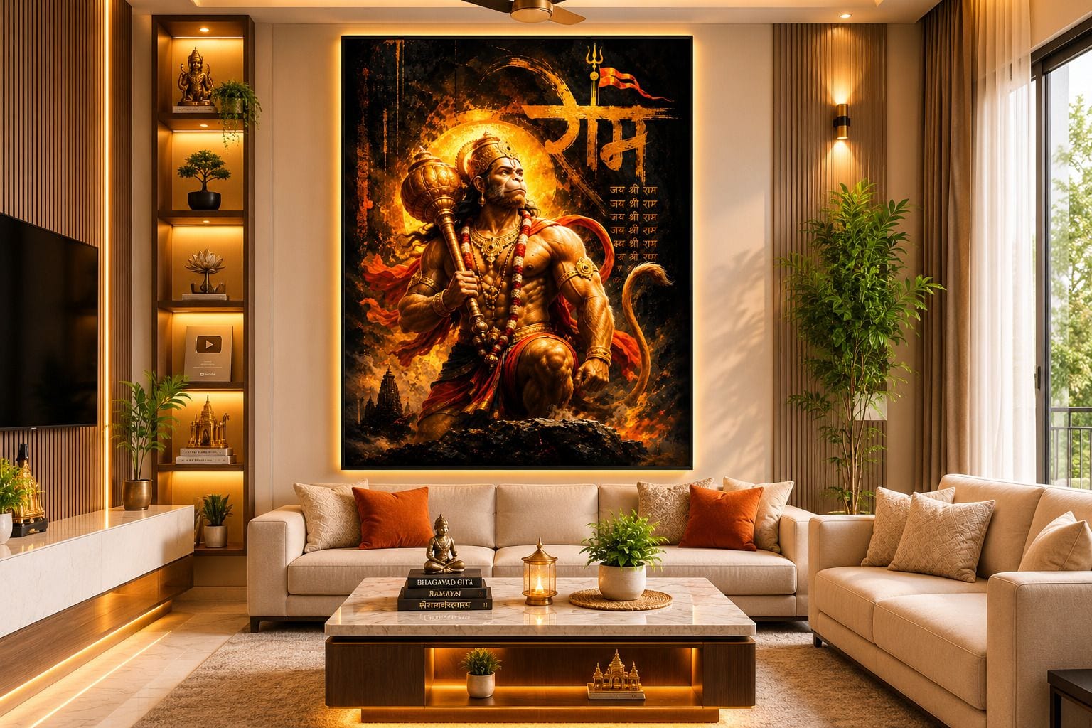 Lord Hanuman Ji Wall Photo Frame | Premium HD Devotional Artwork — 33x24 cm