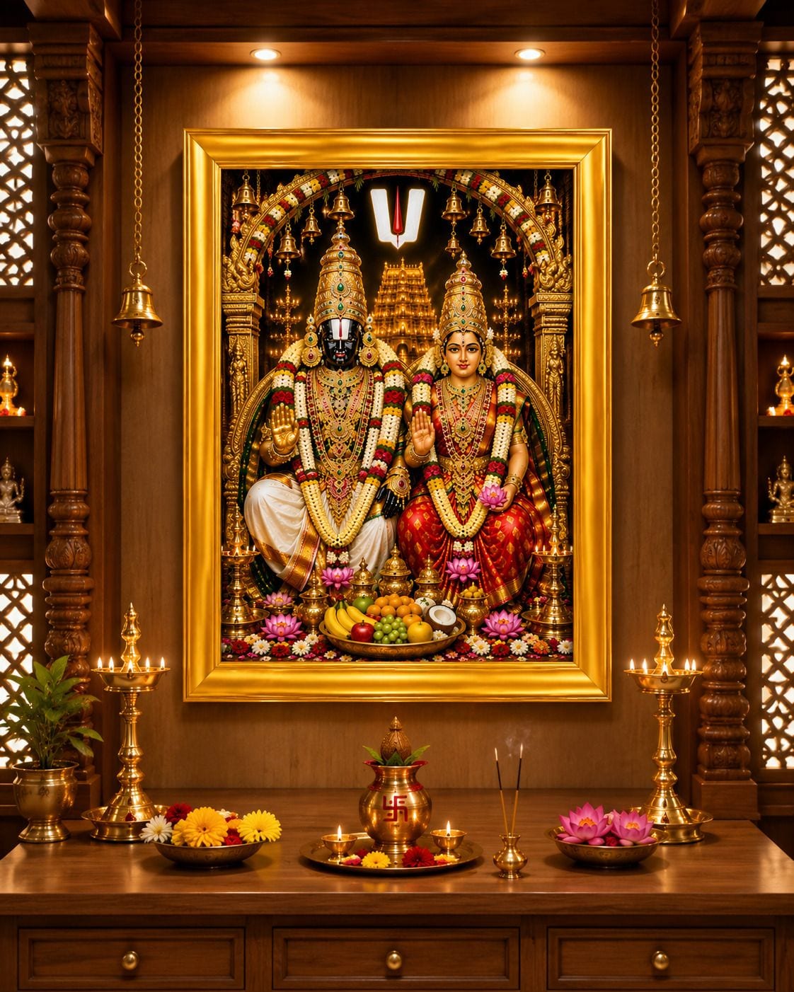 Tirupati Balaji Padmavathi Devi Religious Photo Frame — 33x24 cm