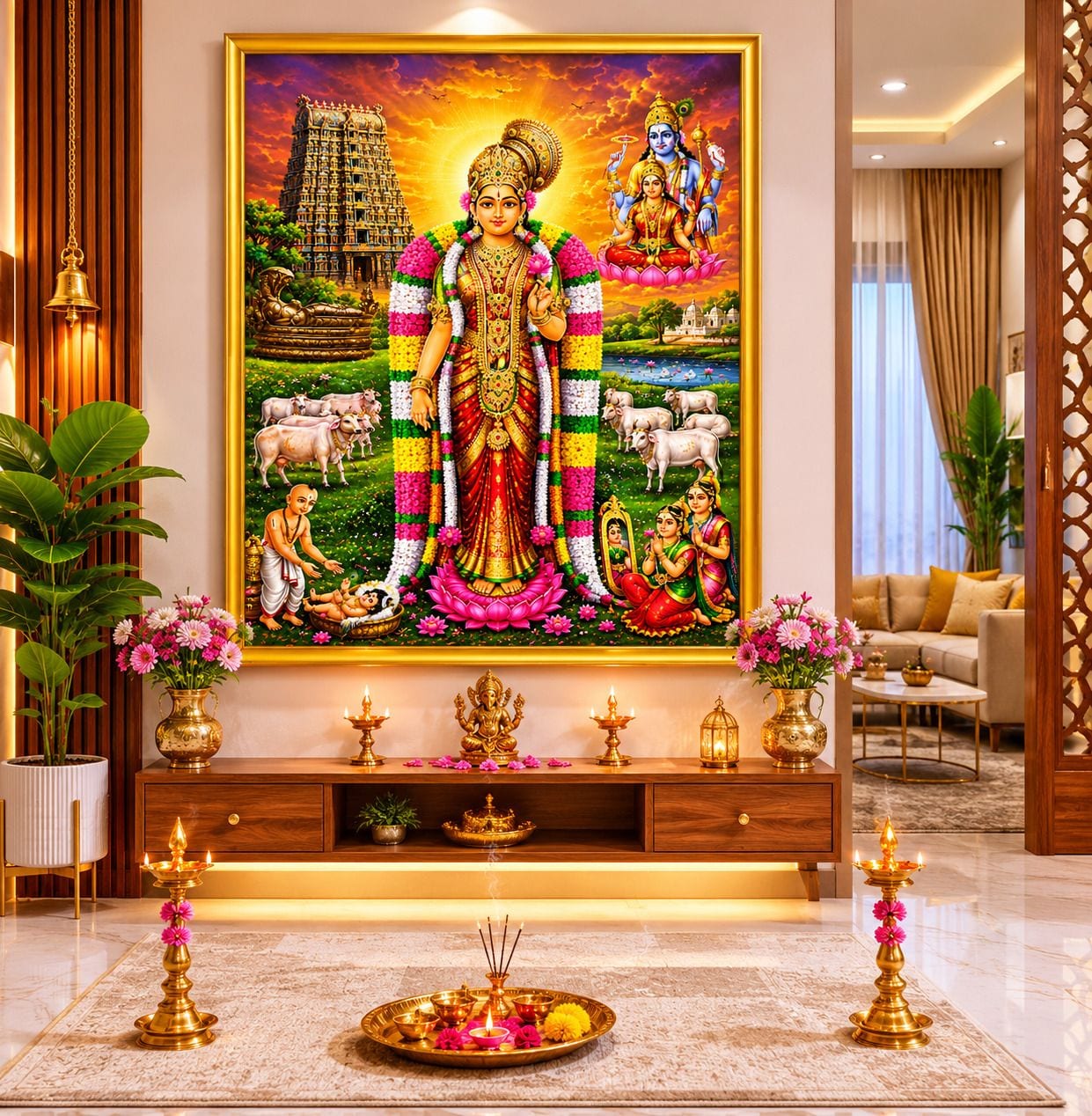 Andal Devi Goda Devi Photo Frame for Pooja Room — 24x19 cm