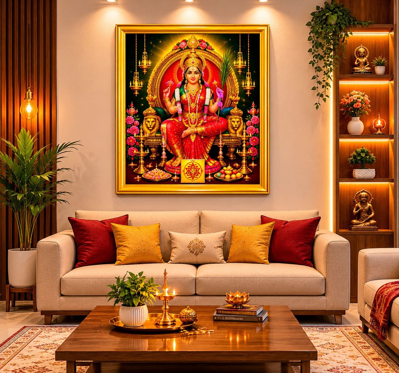 Lalita Tripura Sundari Maa Black Frame — 24x19 cm