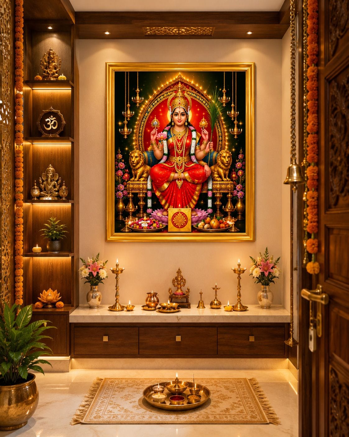 Lalita Tripura Sundari Maa Black Frame — 24x19 cm
