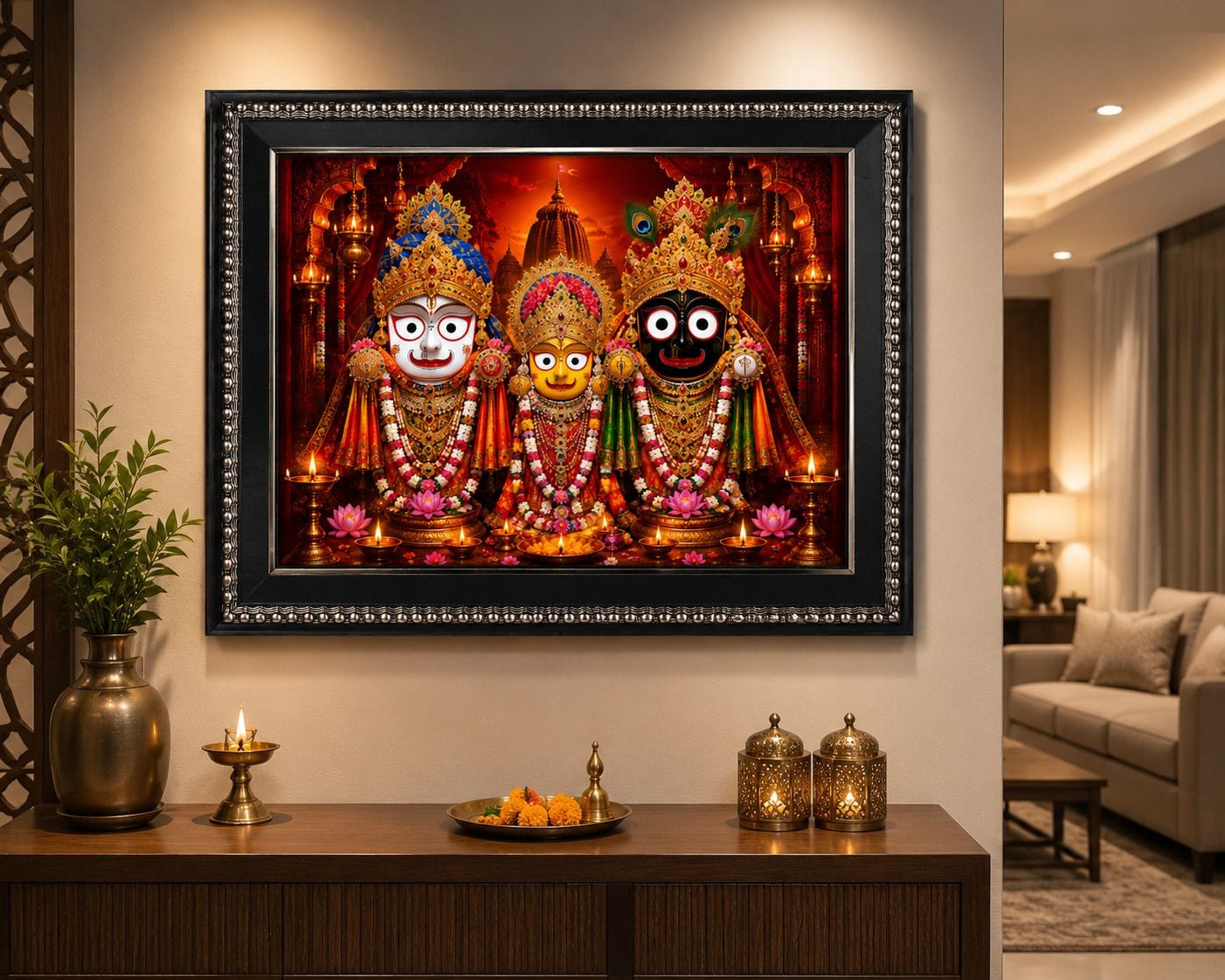 Jagannath Balabhadra Subhadra Wall Photo Frame — 24x19 cm