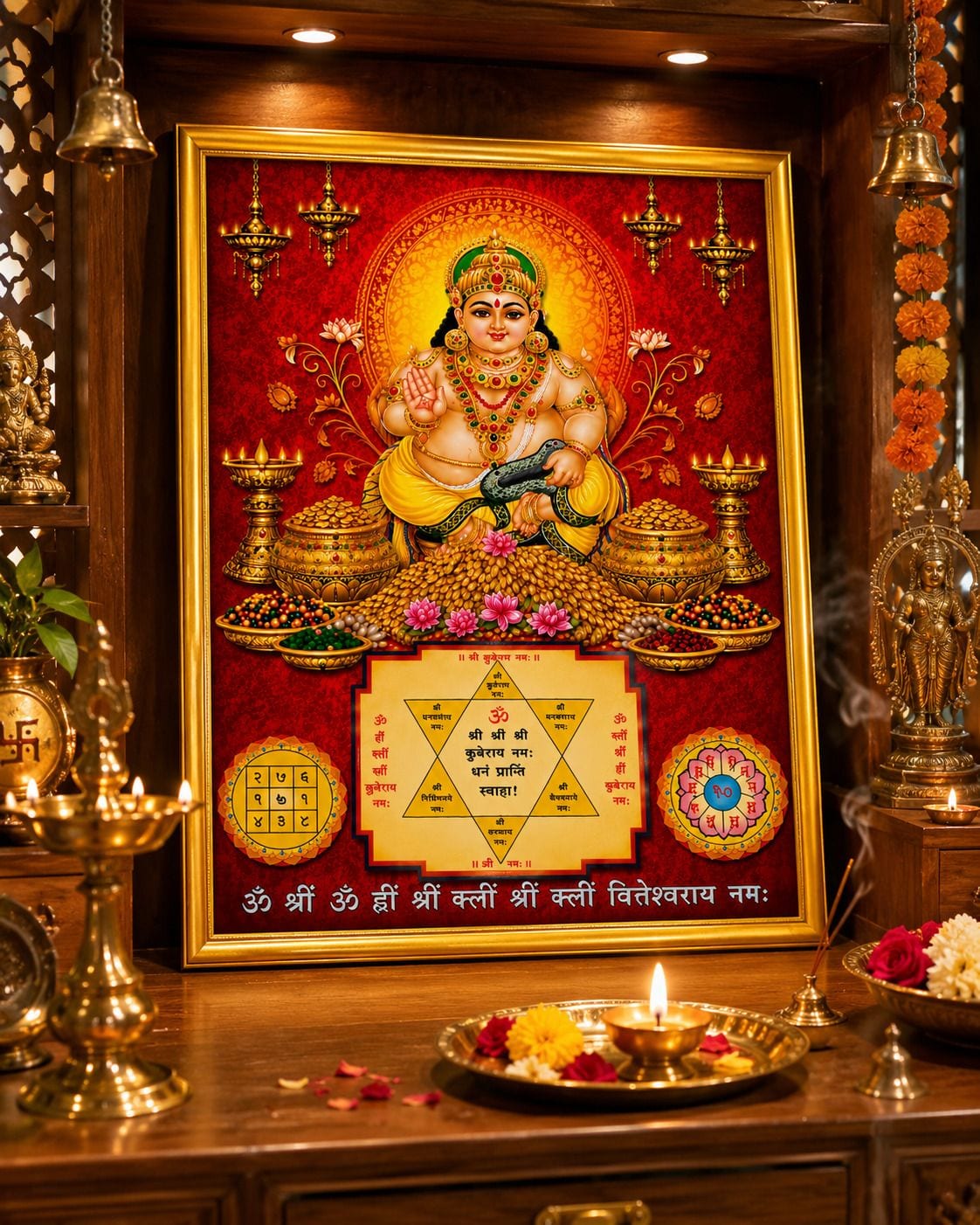 Lord Kuber Yantra Wall Photo Frame — 24x19 cm