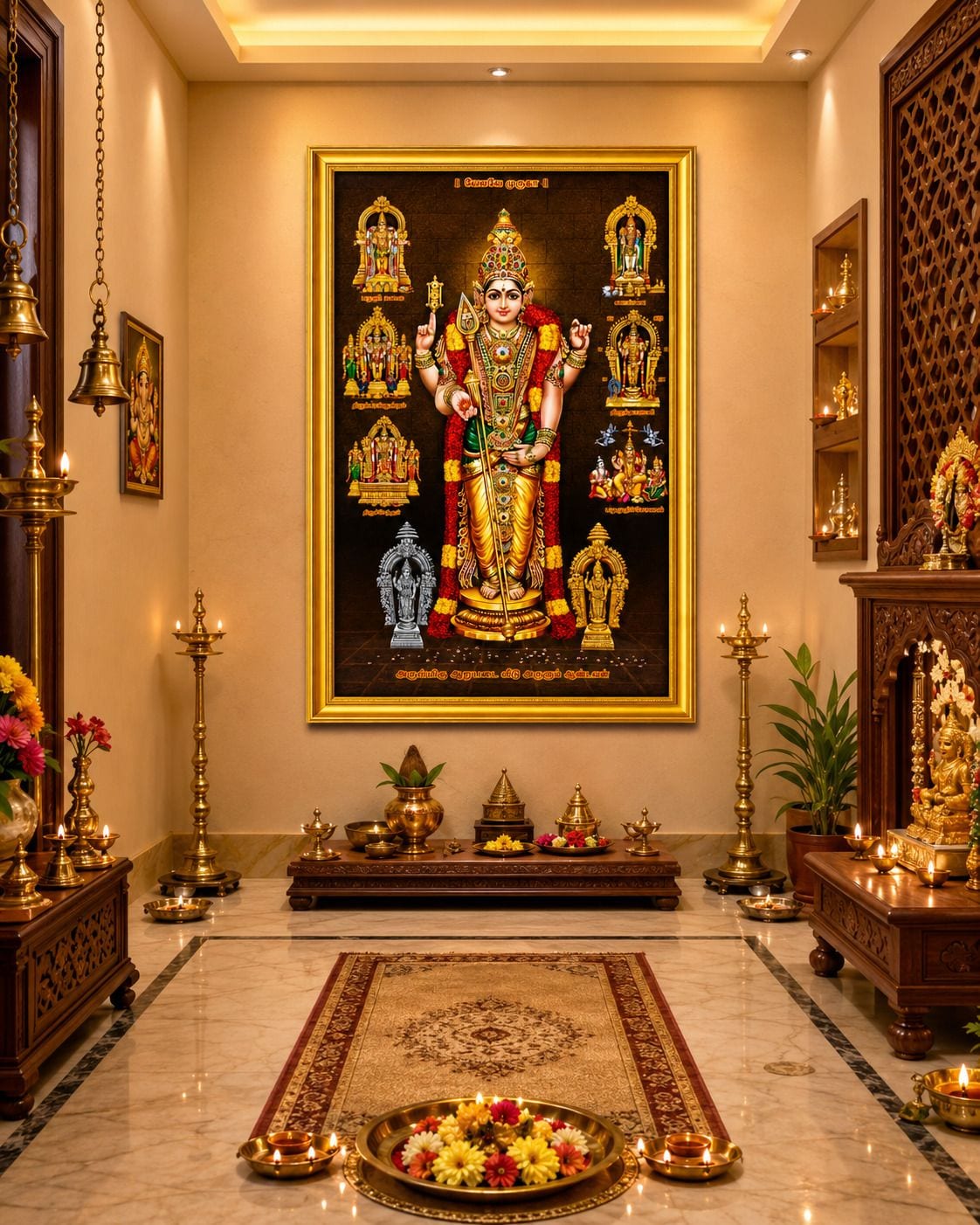 Lord Murugan / Kartikeya Swami Arupadai Veedu Religious Photo Frame — 24x19 cm (2)