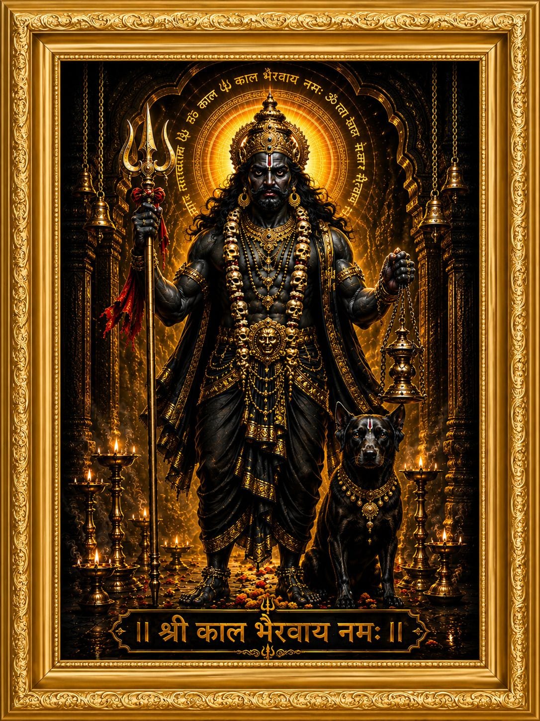 Kal Bhairav Ji Wooden Wall Hanging Religious Photo Frame (19x24 cm) — 24x19 cm