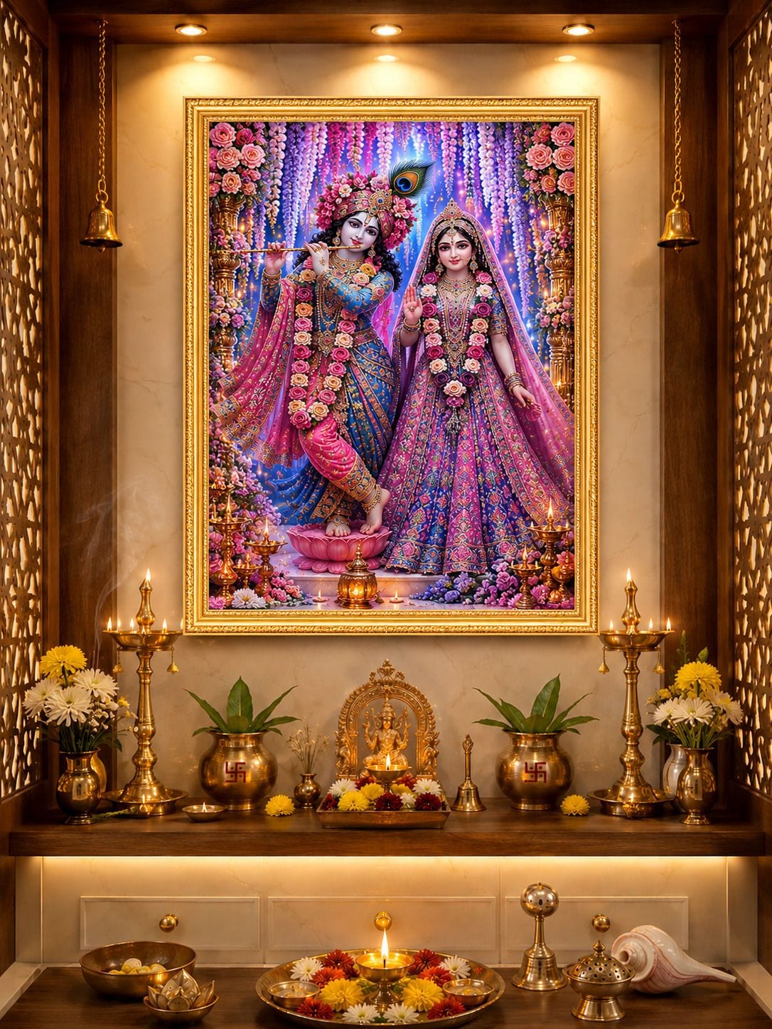 Radha Krishna MDF Sublimation Photo Frame for Wall Decoration — 24x19 cm