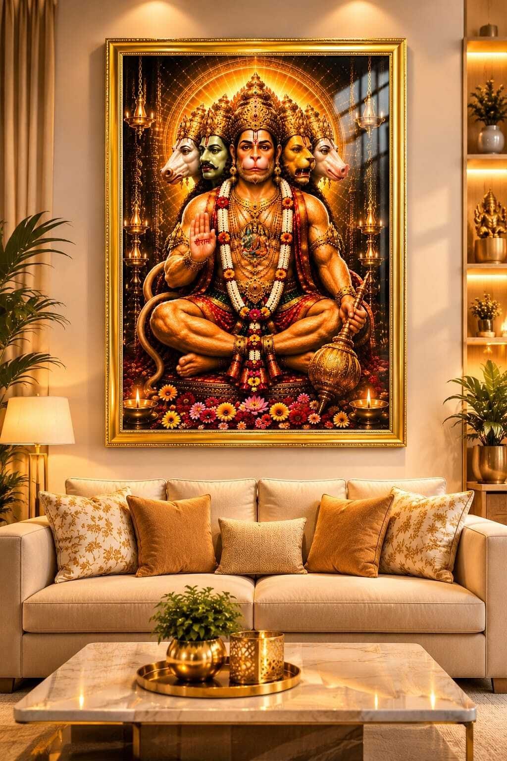Panchmukhi Hanuman Ji Wall Frame mdf 8x12 Inch — 12x7 inch