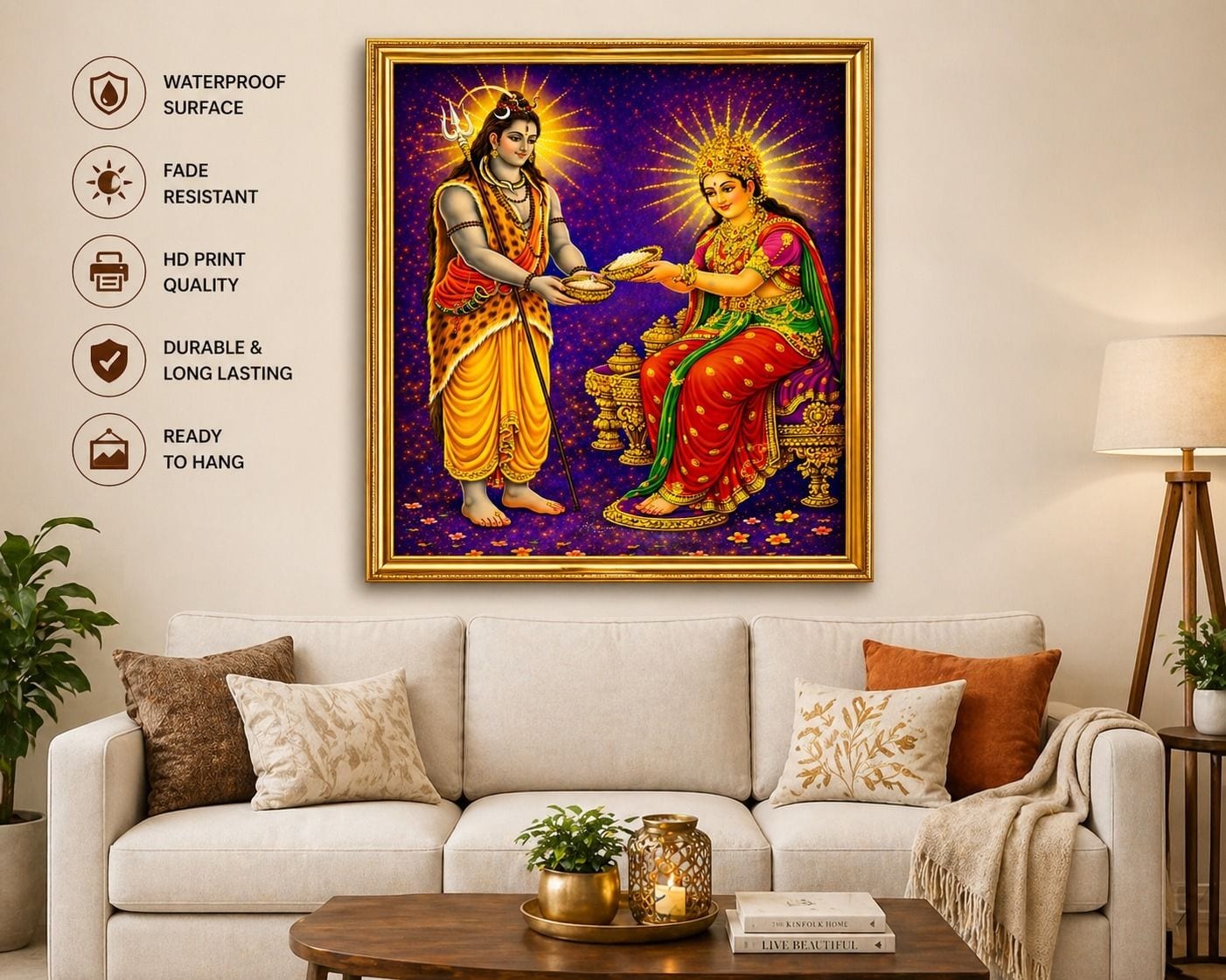 Shiv Annapurna Photo Frame | Sublimation Printed on MDF Living Room (8x12) — 30x21 cm