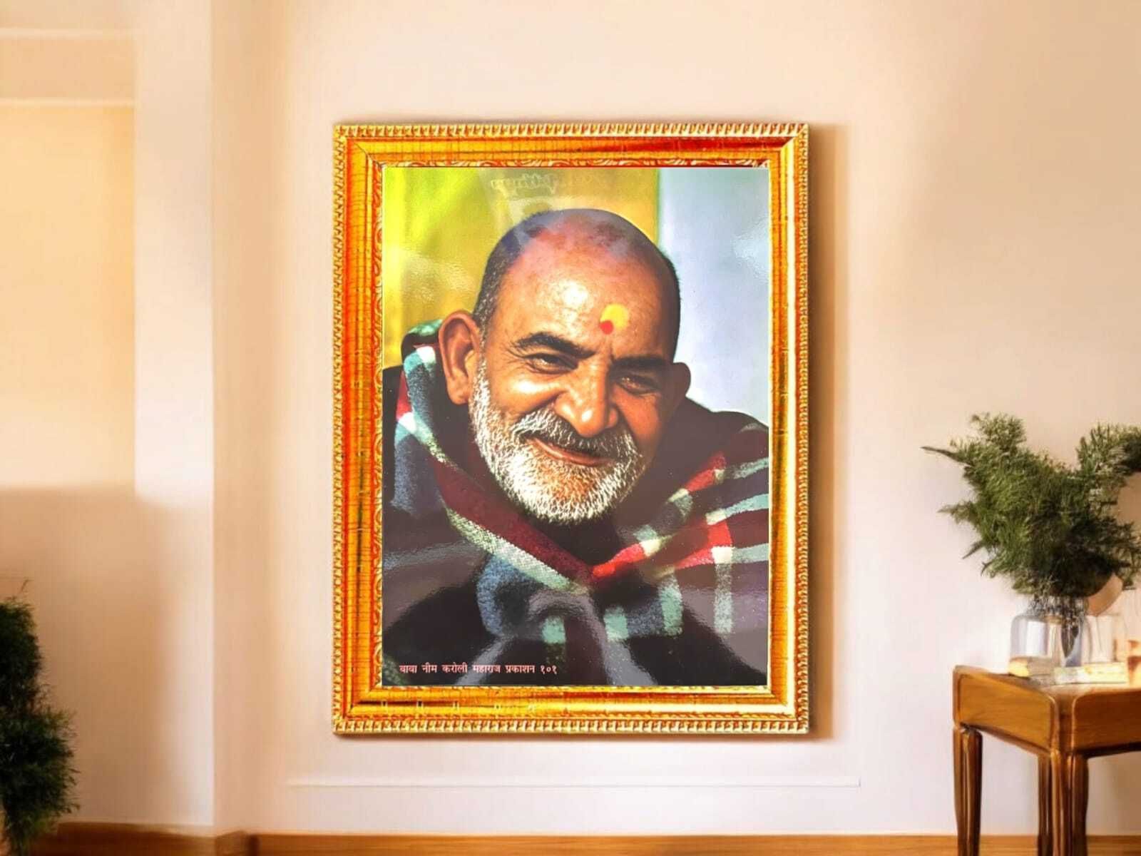 Neem karoli baba Religious Photo Frame — 29x23 cm